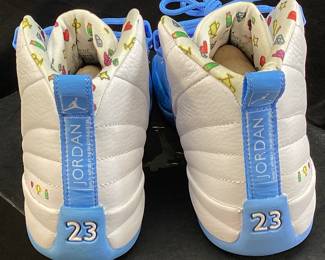 NIKE AIR JORDAN 12 RETRO (GS) EMOJI, UNIVERSITY BLUE SHOES, SIZE 6 YOUTH w ORIGINAL BOX