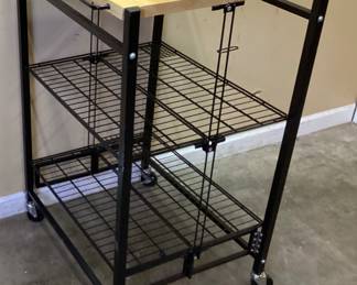 ORIGAMI FOLDING KITCHEN CART w CHOPPING BLOCK TOP