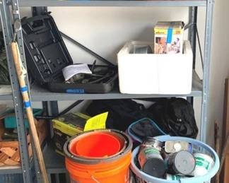 149 - Metal Shelf with Lot of Assorted Items