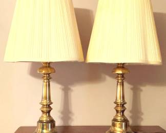 27 - 2 Brass Lamps - 31" Tall You are buying a used as-is electric/electronic item. We do not guarantee all components are present, and if it is not expressly stated, it is untested.