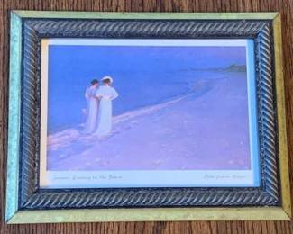 56 - Artist Signed Print "Summer Evening on the Beach" 7 x 9 - P. Kroyer
