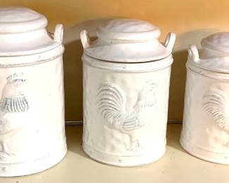 62 - Rooster Canister Set - 9", 10", & 11" Tall