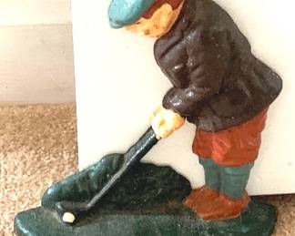 6 - Cast Iron Golfer Door Stop - 8" Tall
