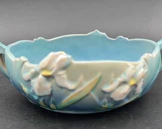 Vintage 1939? Art Deco Roseville Irises #360-6 Handled Dish