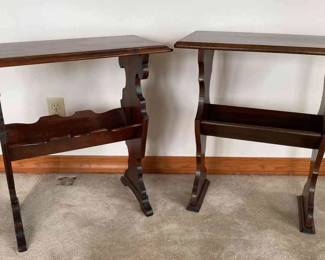 Two Antique Side Tables W/ Shelves For Books! * 24” X 12” X 24” Tall * 22” X 11” X 25” Tall
