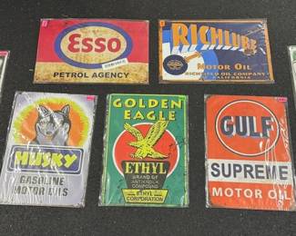 7~ NEW reproductions Of Vintage Gas Station Signs * 12”x8” & 4”x16”