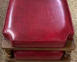 Mid Century Stool Pair * Red Vinyl