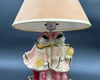 Vintage USA Shawnee 16” Lamp With Asian Figures * WORKS!