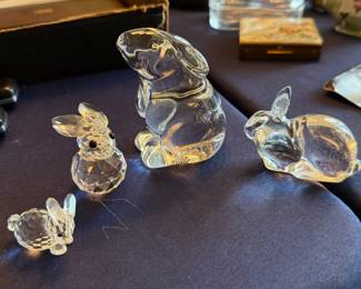 Vintage Swarovski and Baccarat Crystal Bunnies