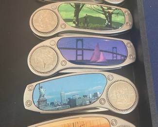 Falkner American Mint Collector series folding knives (states' landscape scenes)