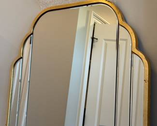 Gold tone scalloped frame art deco style full length mirror