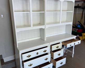 White desk and dresser set with bookcases by Bassett Furniture