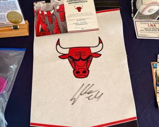 Bulls banner signed by Lauri Markkanen (2017-2021) NBA Allstar in 2023 - currently playing for Utah Jazz