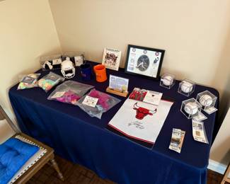 assorted sports memorabilia