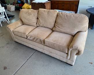 Walter E. Smith Tan Corduroy Sofa