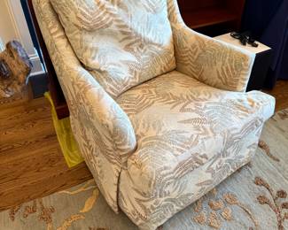 Palm print upholstered armchair by Jessica Clarks Furniture