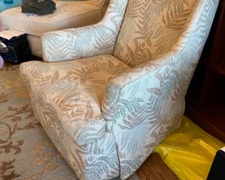 Palm print upholstered armchair by Jessica Clarks Furniture