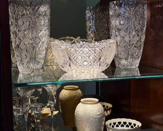 Crystal cut and Lenox vases and glassware