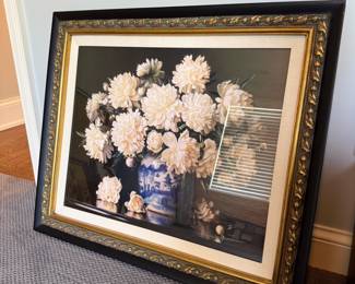 Framed 'Peonies' art