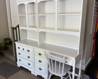 White desk and dresser set with bookcases by Bassett Furniture