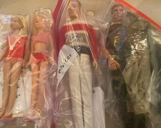 Barbie’s friends.. vtg skipper, scooter, Ken and Gi Joe!