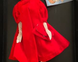 Vintage American Girl Barbie Brunette with original red flare outfit, dress, and booklet