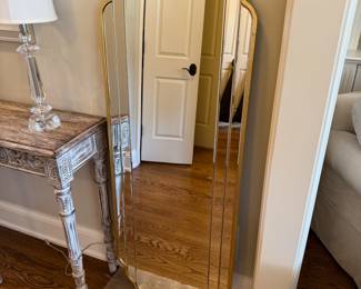 Gold tone scalloped frame art deco style full length mirror