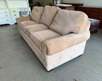 Walter E. Smith Tan Corduroy Sofa