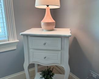 White 2-drawer nightstand with bottom shelf
