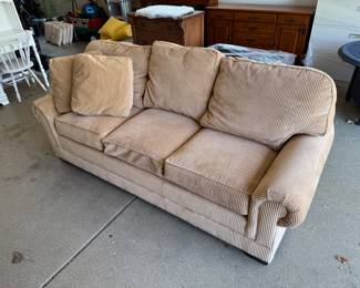 Walter E. Smith Tan Corduroy Sofa