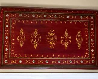Large painted wooden tray