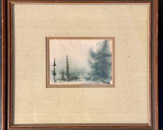 Small framed watercolor signed by artist