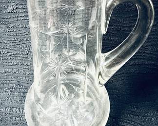 Etched glass pitchers