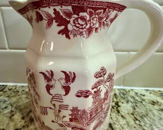 Nippon red pink porcelain pitcher from Japan