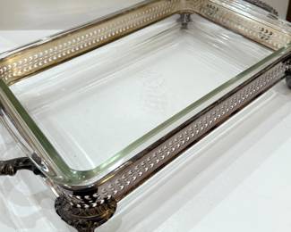 Silver plated Pyrex casserole server 