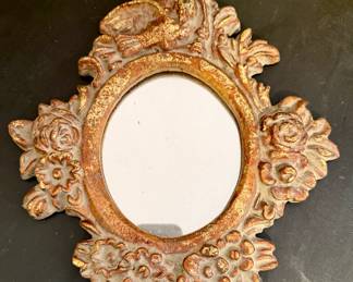 Small wood oval mirror
