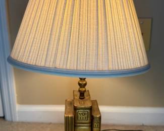 Wood book table lamp