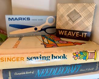 Vintage sewing books and accesories