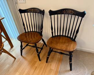 Hitchcock stenciled black harvest dining chairs