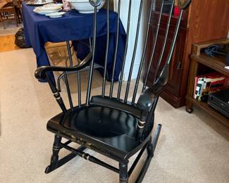 Hitchcock style stenciled black harvest country rocking chair