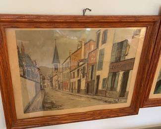 Framed lithograph by artist Maurice Utrillo (1883-1955)