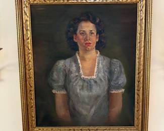 Large oil on canvas framed portrait 