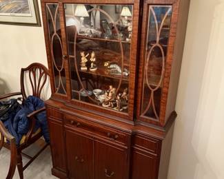 Vintage mahogany breakfront China cabinet.