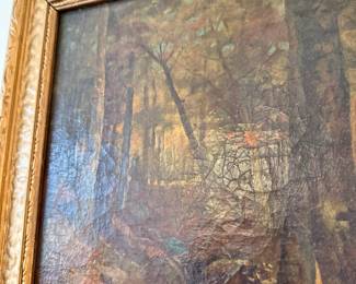 Framed antique 1887 oil painting signed by Tors