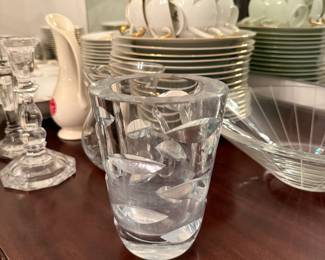 Vintage mid-century cut crystal glass vase