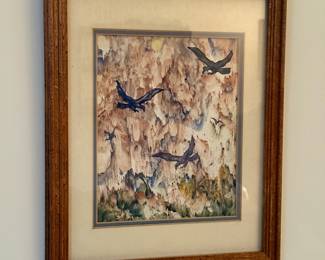 Framed Birds watercolor art
