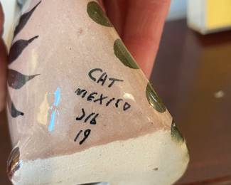 blue eyed ceramic owl figure - mexico