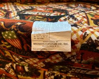 Vintage loveseat sofa with American Liberty and Eagle motif - Brandon Furniture Co 