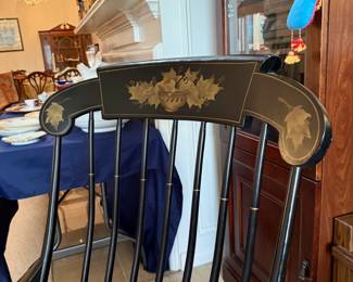 Hitchcock style stenciled black harvest country rocking chair