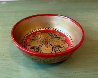 Vintage Made in USSR Lacquered Wood Bowl.